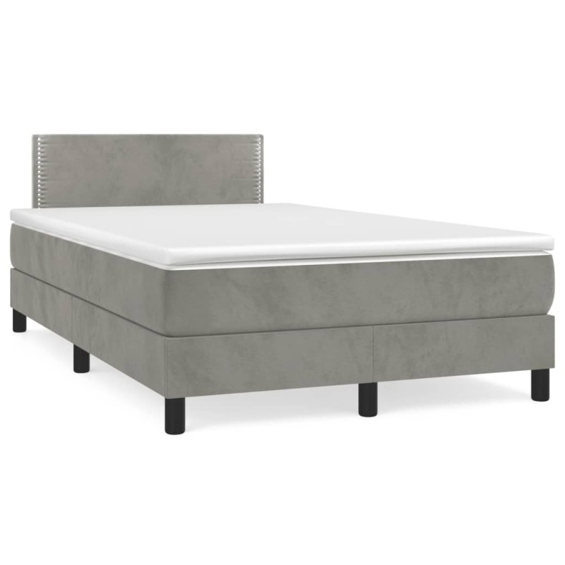 vidaXL Cama box spring con colchón terciopelo gris claro 120x190 cm vidaXL Cama box spring con colchón terciopelo gris claro 120x190 cm
