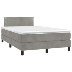 vidaXL Cama box spring con colchón terciopelo gris claro 120x190 cm