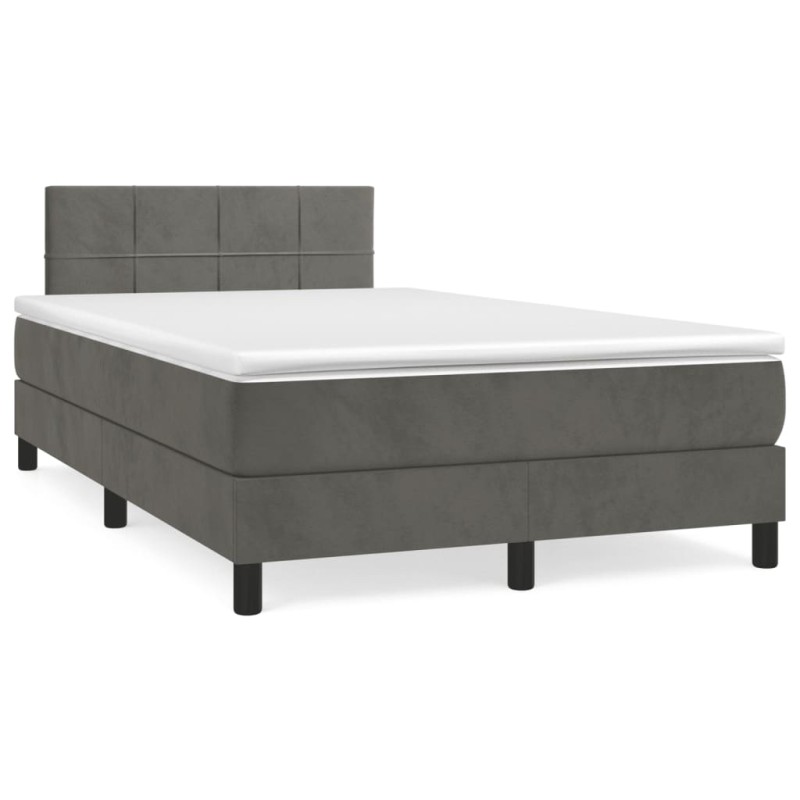 vidaXL Cama box spring con colchón terciopelo gris oscuro 120x190 cm vidaXL Cama box spring con colchón terciopelo gris oscuro 120x190 cm