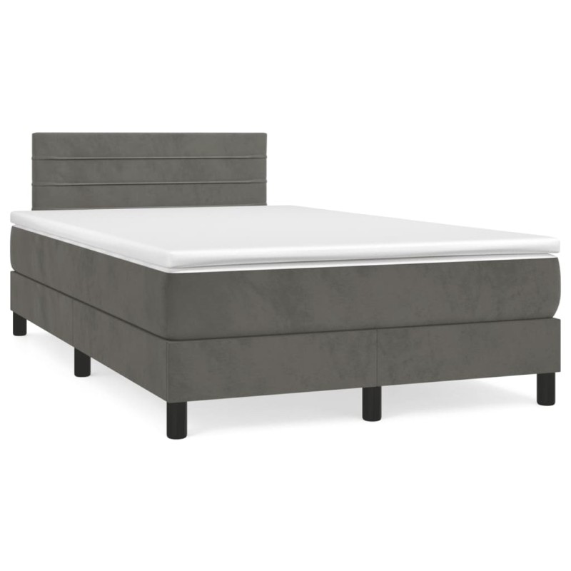 vidaXL Cama box spring con colchón terciopelo gris oscuro 120x190 cm vidaXL Cama box spring con colchón terciopelo gris oscuro 120x190 cm