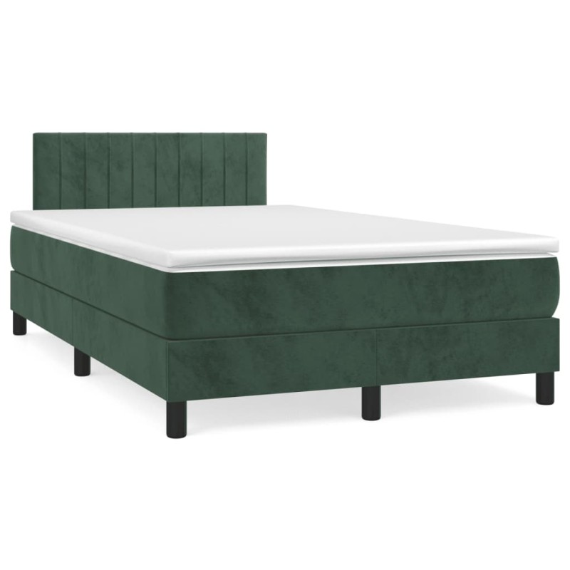 vidaXL Cama box spring con colchón terciopelo verde oscuro 120x190 cm vidaXL Cama box spring con colchón terciopelo verde oscuro 120x190 cm