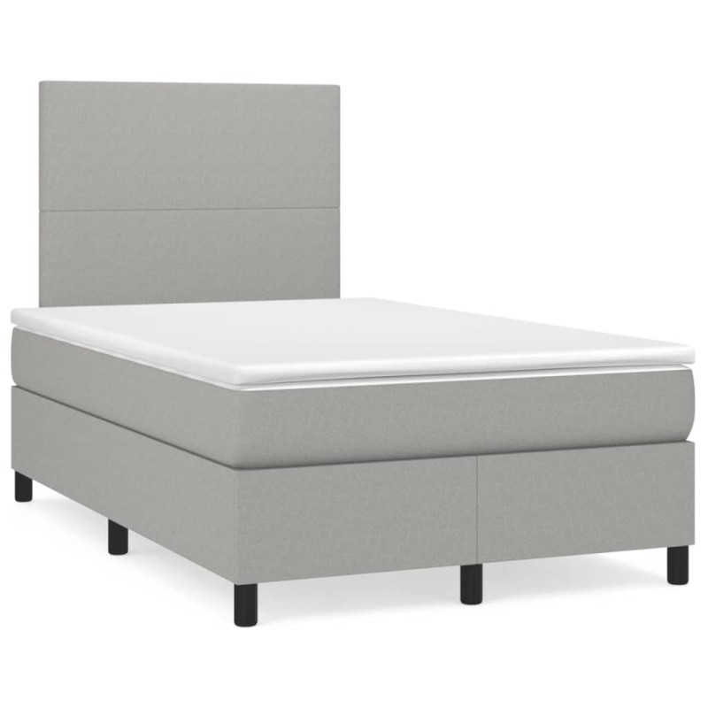 vidaXL Cama box spring con colchón tela gris claro 120x190 cm vidaXL Cama box spring con colchón tela gris claro 120x190 cm