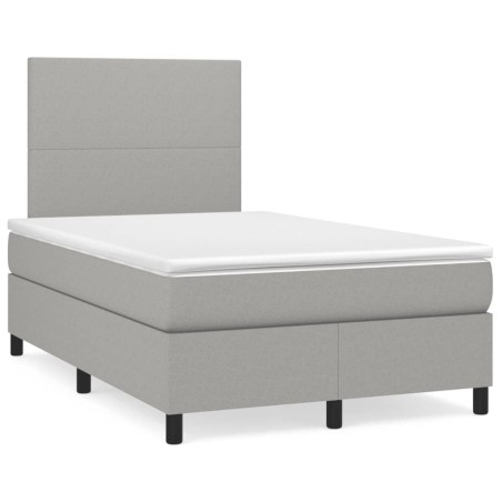 vidaXL Cama box spring con colchón tela gris claro 120x190 cm