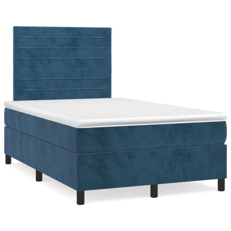 vidaXL Cama box spring con colchón terciopelo azul oscuro 120x190 cm