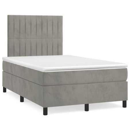 vidaXL Cama box spring con colchón terciopelo gris claro 120x190 cm