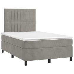 vidaXL Cama box spring con colchón terciopelo gris claro 120x190 cm