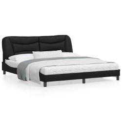 vidaXL Estructura de cama con cabecero cuero sintético negro 180x200cm
