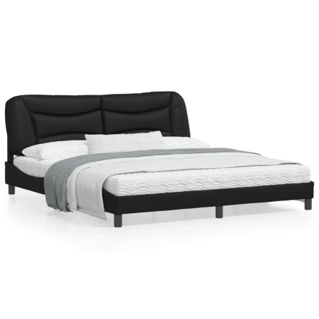 vidaXL Estructura de cama con cabecero cuero sintético negro 180x200cm