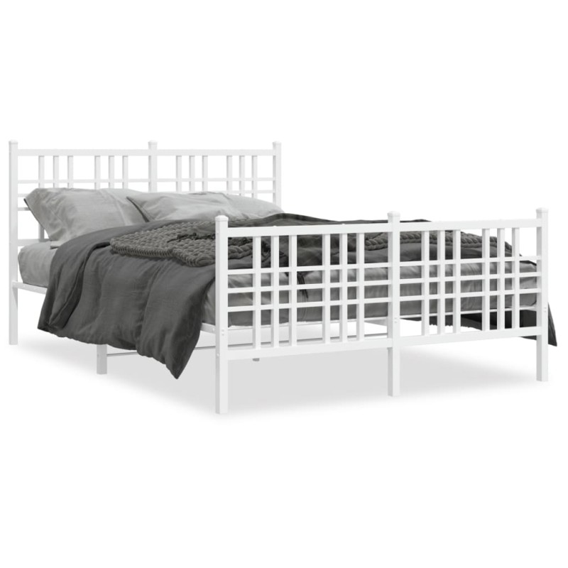 vidaXL Estructura cama con cabecero y estribo metal blanco 137x190 cm vidaXL Estructura cama con cabecero y estribo metal blanco 137x190 cm