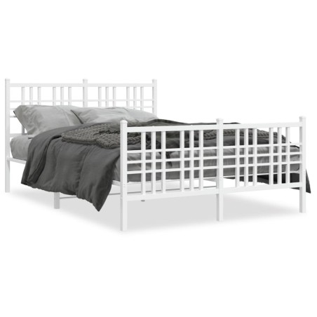 vidaXL Estructura cama con cabecero y estribo metal blanco 137x190 cm