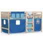 vidaXL Cama alta para niños con cortinas madera pino azul 80x200 cm vidaXL Cama alta para niños con cortinas madera pino azul 80x200 cm