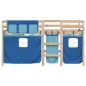 vidaXL Cama alta para niños con cortinas madera pino azul 80x200 cm vidaXL Cama alta para niños con cortinas madera pino azul 80x200 cm