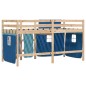 vidaXL Cama alta para niños con cortinas madera pino azul 80x200 cm vidaXL Cama alta para niños con cortinas madera pino azul 80x200 cm