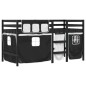 vidaXL Cama alta niños con cortinas madera pino blanco negro 80x200 cm