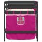 vidaXL Cama alta para niños con cortinas madera pino rosa 80x200 cm