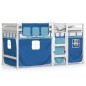 vidaXL Cama alta para niños con cortinas madera pino azul 90x200 cm vidaXL Cama alta para niños con cortinas madera pino azul 90x200 cm