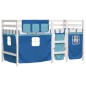 vidaXL Cama alta para niños con cortinas madera pino azul 90x200 cm vidaXL Cama alta para niños con cortinas madera pino azul 90x200 cm
