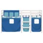 vidaXL Cama alta para niños con cortinas madera pino azul 90x200 cm vidaXL Cama alta para niños con cortinas madera pino azul 90x200 cm