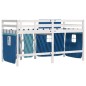 vidaXL Cama alta para niños con cortinas madera pino azul 90x200 cm vidaXL Cama alta para niños con cortinas madera pino azul 90x200 cm
