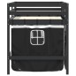 vidaXL Cama alta niños con cortinas madera pino blanco negro 90x200 cm vidaXL Cama alta niños con cortinas madera pino blanco negro 90x200 cm