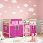 vidaXL Cama alta para niños con cortinas madera pino rosa 90x190 cm vidaXL Cama alta para niños con cortinas madera pino rosa 90x190 cm