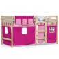 vidaXL Cama alta para niños con cortinas madera pino rosa 90x190 cm vidaXL Cama alta para niños con cortinas madera pino rosa 90x190 cm