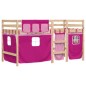 vidaXL Cama alta para niños con cortinas madera pino rosa 90x190 cm vidaXL Cama alta para niños con cortinas madera pino rosa 90x190 cm
