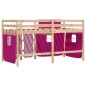 vidaXL Cama alta para niños con cortinas madera pino rosa 90x190 cm vidaXL Cama alta para niños con cortinas madera pino rosa 90x190 cm