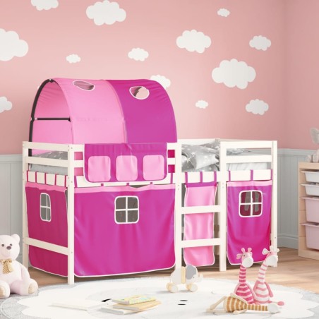 vidaXL Cama alta para niños con túnel madera pino rosa 80x200 cm