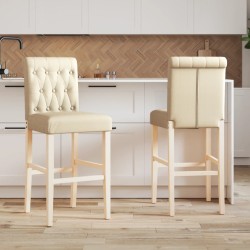 vidaXL Taburetes altos 2 uds madera maciza de caucho y tela