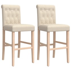 vidaXL Taburetes altos 2 uds madera maciza de caucho y tela