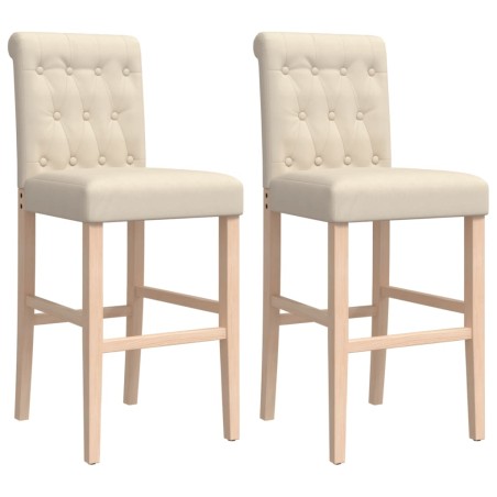vidaXL Taburetes altos 2 uds madera maciza de caucho y tela