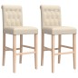vidaXL Taburetes altos 2 uds madera maciza de caucho y tela vidaXL Taburetes altos 2 uds madera maciza de caucho y tela