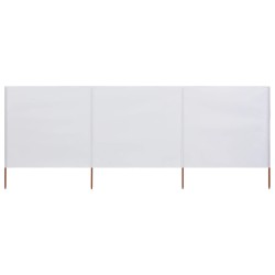 vidaXL Paravientos de playa de 3 paneles tela blanco arena 400x160 cm