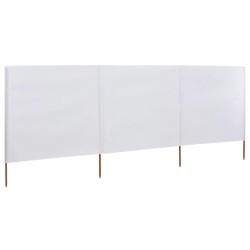 vidaXL Paravientos de playa de 3 paneles tela blanco arena 400x160 cm