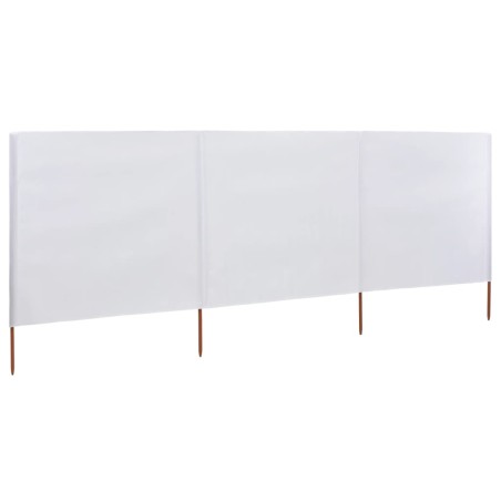 vidaXL Paravientos de playa de 3 paneles tela blanco arena 400x160 cm