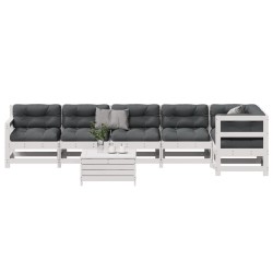 vidaXL Set muebles jardín 7 pzas con cojines madera maciza pino blanco