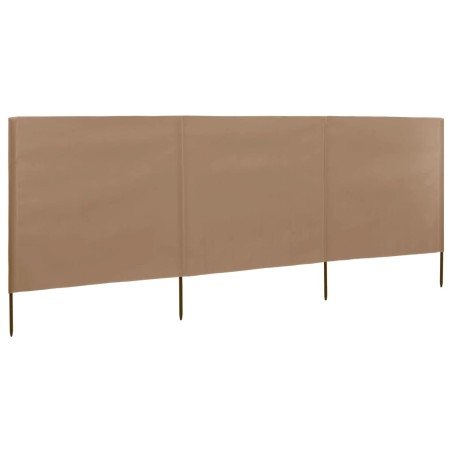 vidaXL Paravientos de playa de 3 paneles de tela 400x120 cm gris topo