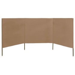 vidaXL Paravientos de playa de 3 paneles de tela 400x120 cm gris topo