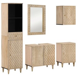 vidaXL Conjunto de muebles de baño 5 piezas madera maciza de mango