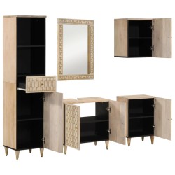 vidaXL Conjunto de muebles de baño 5 piezas madera maciza de mango