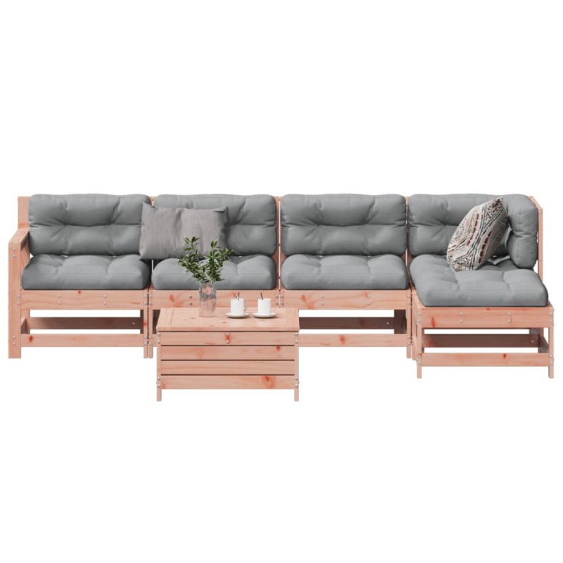 vidaXL Juego de muebles jardín 6 pzas y cojines madera abeto Douglas vidaXL Juego de muebles jardín 6 pzas y cojines madera abeto Douglas