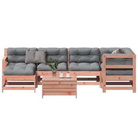 vidaXL Juego de muebles jardín 7 pzas y cojines madera abeto Douglas