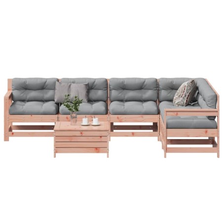 vidaXL Juego de muebles jardín 7 pzas y cojines madera abeto Douglas