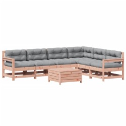 vidaXL Juego de muebles jardín 7 pzas y cojines madera abeto Douglas
