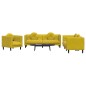 vidaXL Juego de sofás con cojines 3 piezas terciopelo amarillo vidaXL Juego de sofás con cojines 3 piezas terciopelo amarillo
