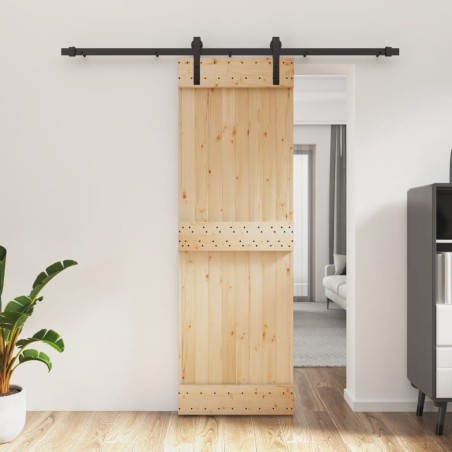 vidaXL Puerta corredera con herrajes madera maciza de pino 70x210 cm
