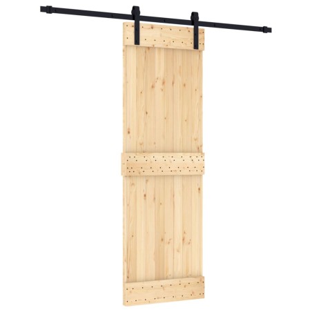 vidaXL Puerta corredera con herrajes madera maciza de pino 70x210 cm