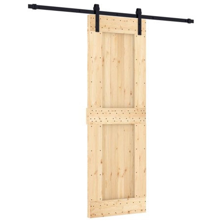 vidaXL Puerta corredera con herrajes madera maciza de pino 70x210 cm