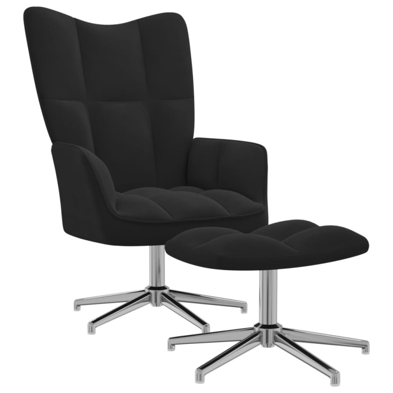 vidaXL Silla de relajación con reposapiés terciopelo negro vidaXL Silla de relajación con reposapiés terciopelo negro